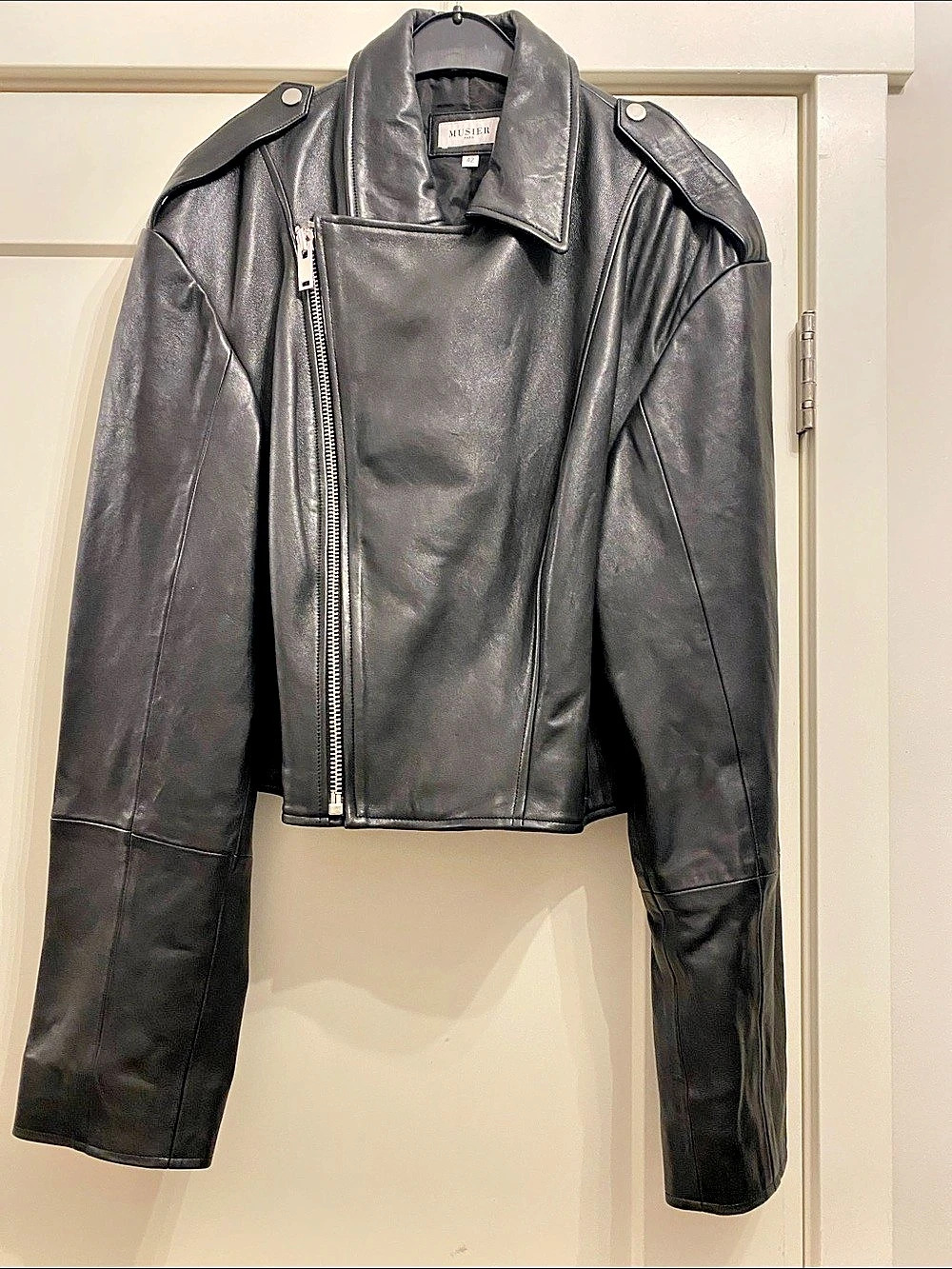 MUSIER PARIS Kelsey Iconic Lamb Leather Biker Jacket Black Size 42 (US 10)